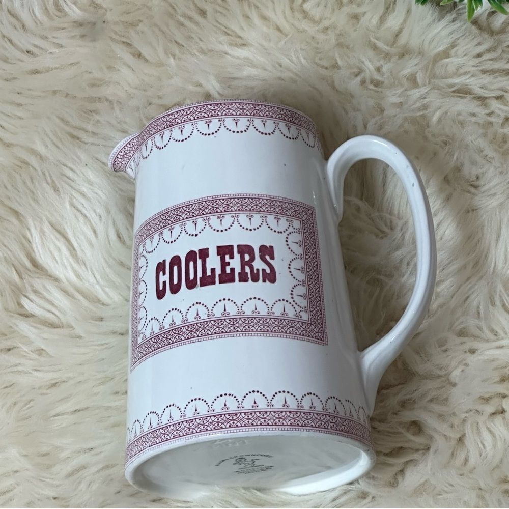 Elegant White and Red Ceramic Pitcher England